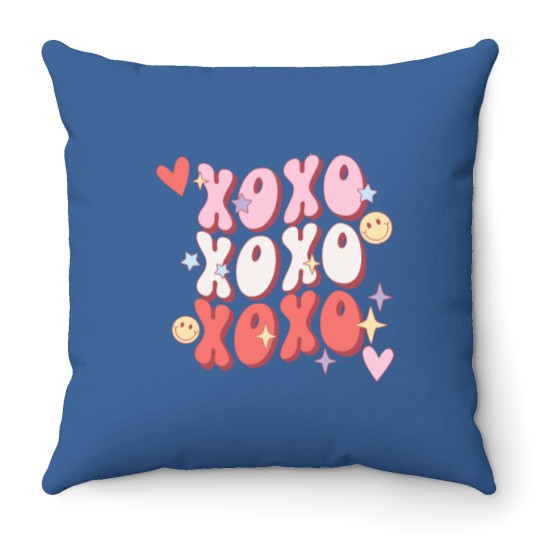XOXO Throw Pillows for Women, XOXO Valentines Day Throw Pillows, XOXO Retro Throw Pillows