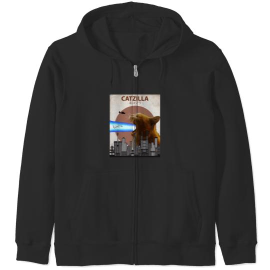 Catzilla - Giant Cat with Mouth Lasers Zip Hoodies