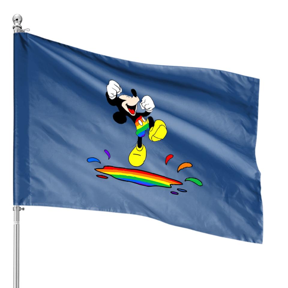 LGBTQ Mickey House Flags, Disney Rainbow Pride House Flags, Pride Month House Flags