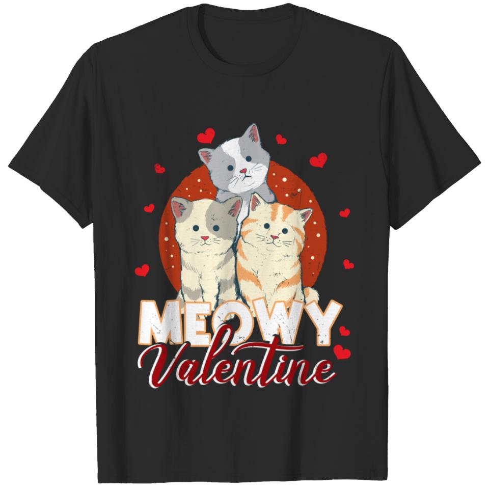 Meowy Valentine Cats Kitten Valentines Day T-Shirt
