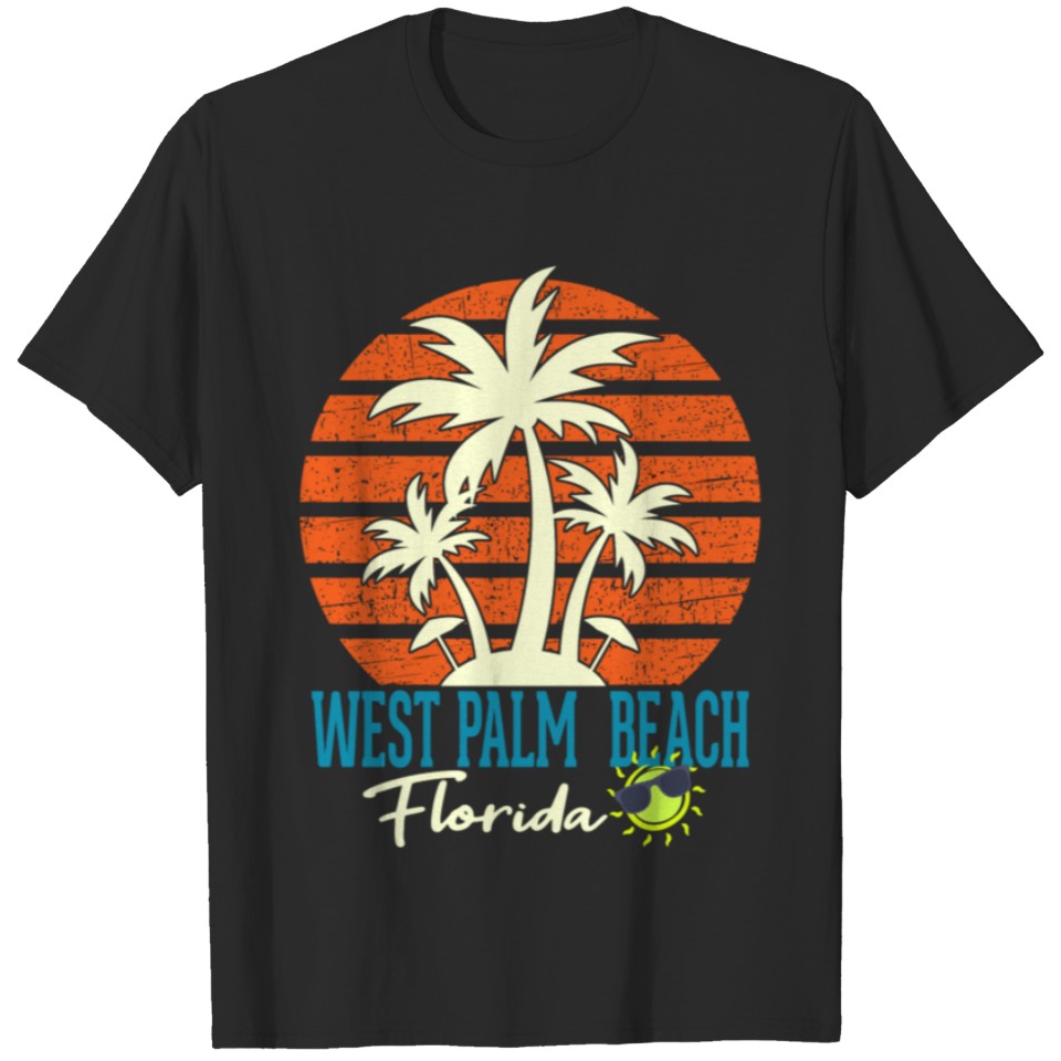 West Palm Beach Florida Beach Trees Orange Sunset T-shirt