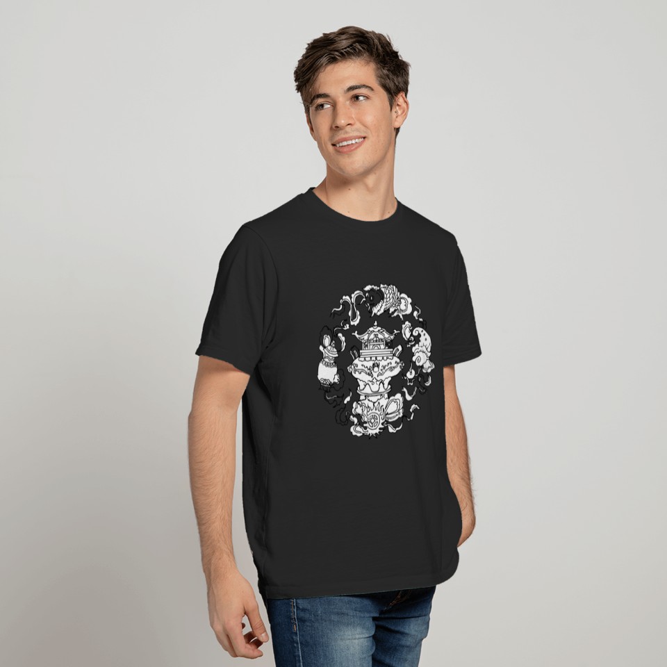 Round dragon Chinese classical pattern T-shirt
