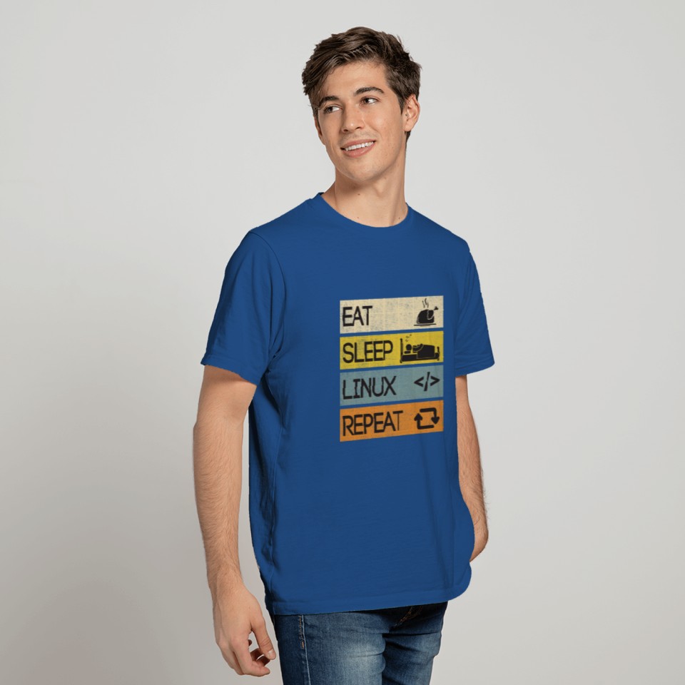 Eat Sleep Linux Repeat Vintage Geek T-shirt