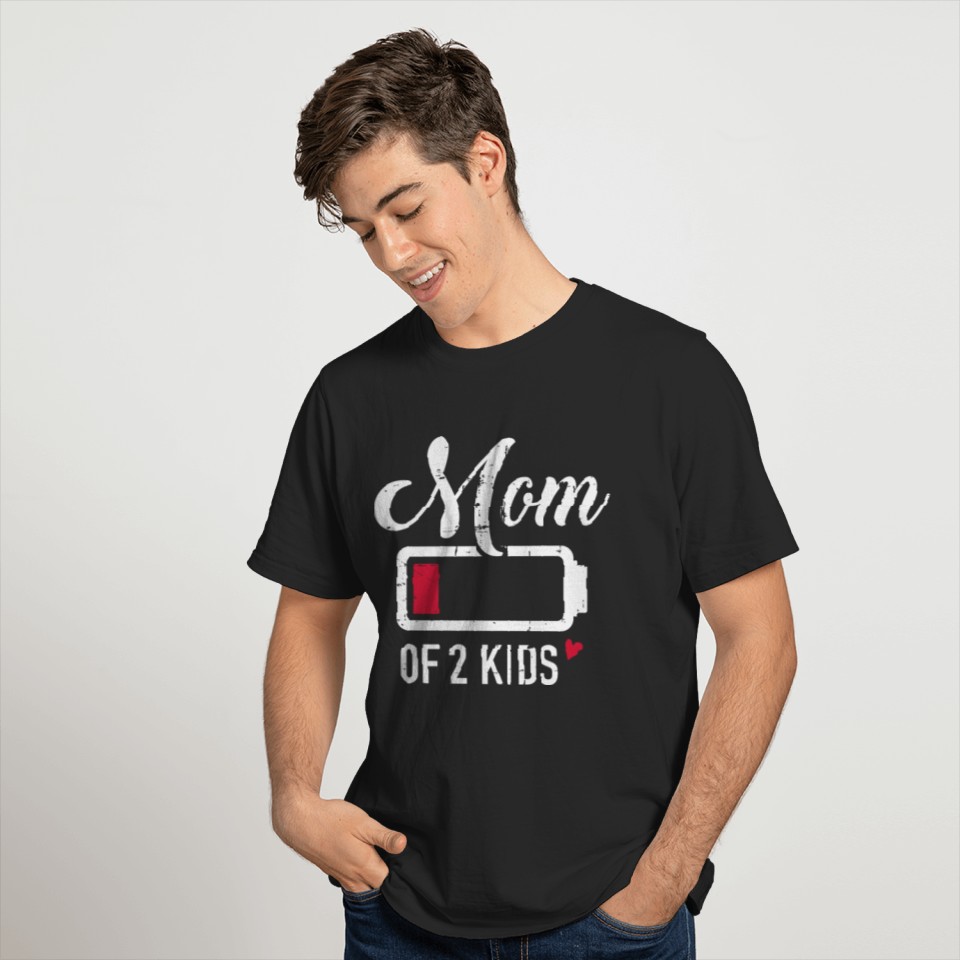 Mom Of 2 Kids Low Battery T-Shirt