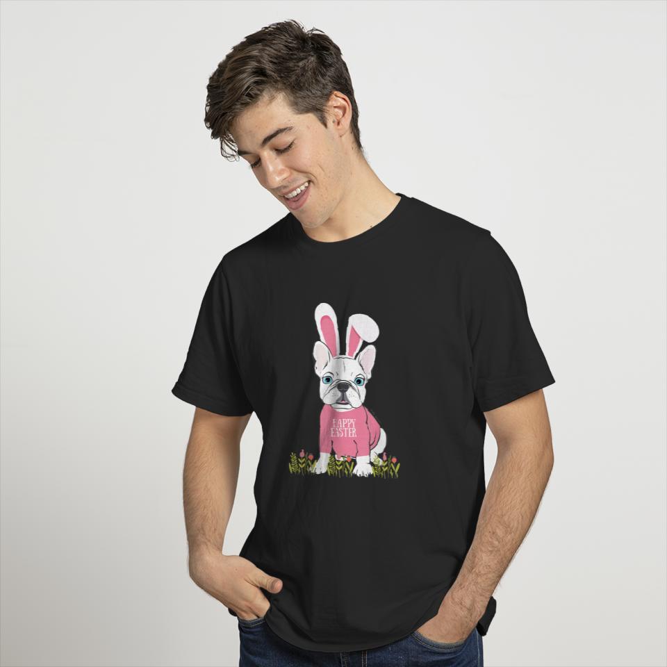 Cute French Bulldog Easter Bunny Ears Graphic T-Shirt T-Shirts