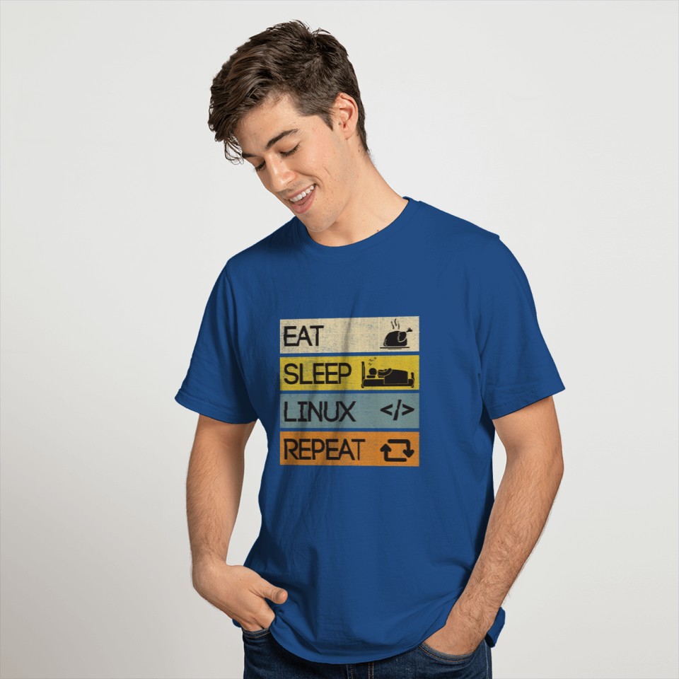 Eat Sleep Linux Repeat Vintage Geek T-shirt