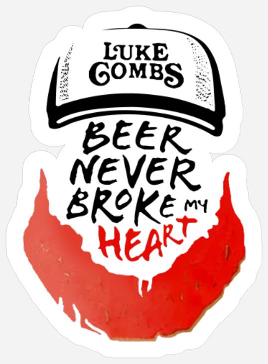 Lukee Comb Miller Lite 2023 Stickers, Beer Never Broke My Heart Stickers, Lukee Comb Guitar Stickers