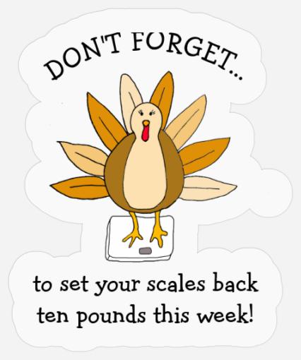 Funny Thanksgiving Humor Turkey on Scale Stickers