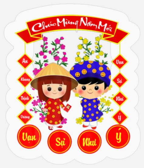 Chuc Mung Nam Moi 2022 Vietnamese Lunar New Year Stickers