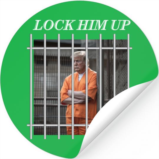 Unisex Lock Him Up Stickers | Funny Trump in Prison Stickers