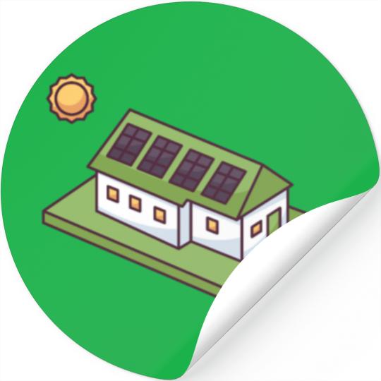 House With Solar Panels. Stickers