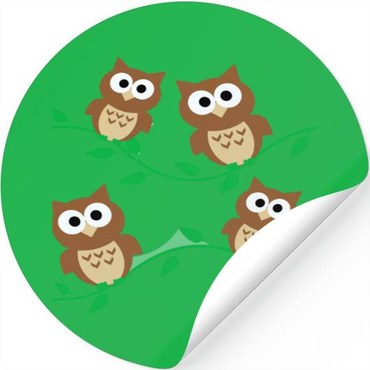 Cute Owls on Branches Baby Black One Piece T Stickers