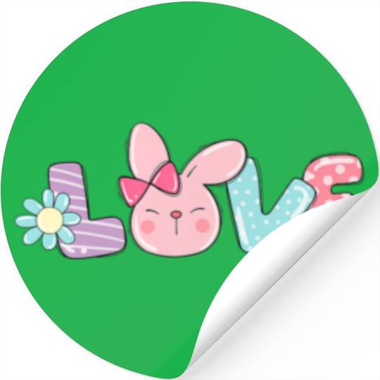 Womens Love-Easter-Cute-Bunny-Face-Happy-Easter Stickers