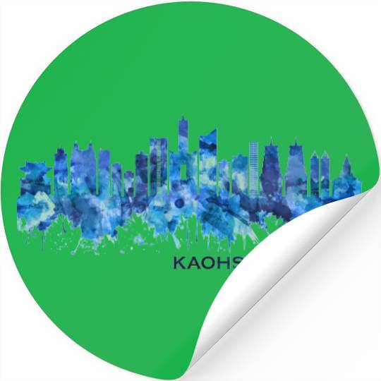 Kaohsiung City Taiwan Skyline Blue Stickers