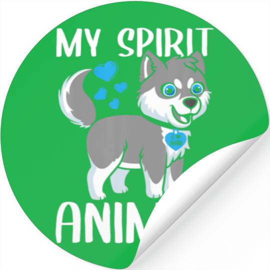 Mens My Spirit Animal Husky Dog I Love Dad Heart V Stickers