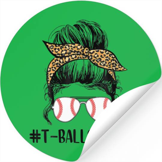Messy Bun Hair Ballpark Mommy Softball Baseball Mo Stickers