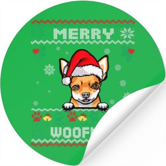 Merry Woofmas Chihuahua Dog Funny Ugly Christmas S Stickers