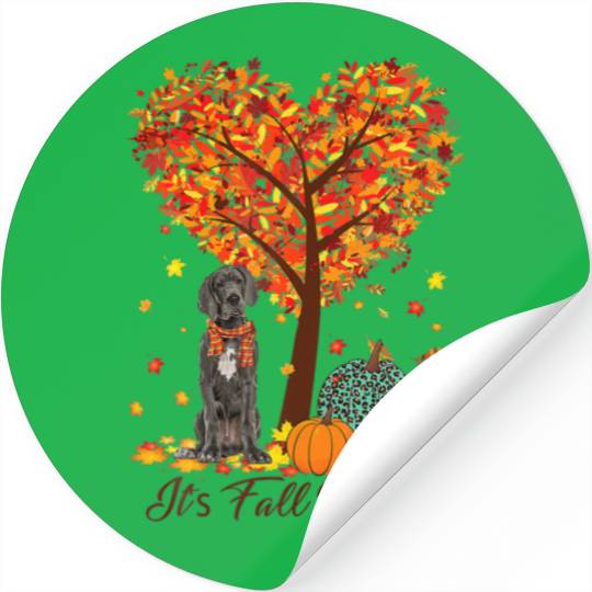 It's Fall Y'all Funny Great Dane Fall Autumn Dog L Stickers