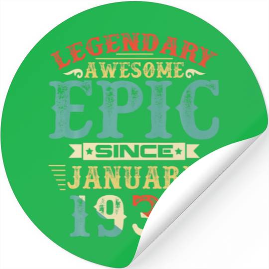 Legendary Awesome Epic Since JANUARY 1937 Birthday Stickers