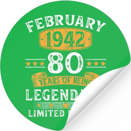 February 1942 80 Year Old Gifts 80Th Birthday Gift Stickers