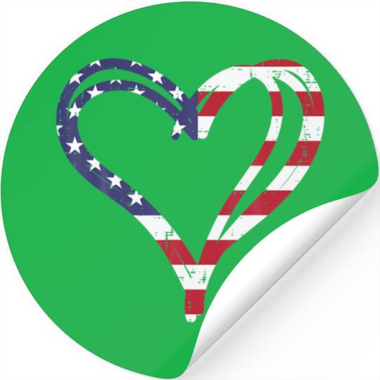 Doodle Heart US American Flag Memorial Day 4Th Of Stickers