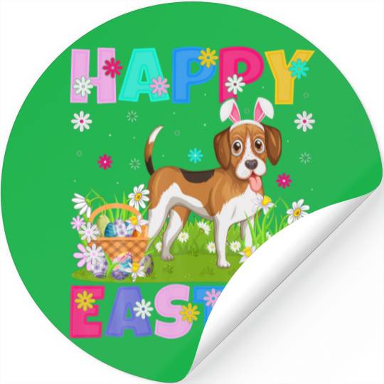 Beagle Dog Lover Happy Easter Bunny Beagle Easter Stickers