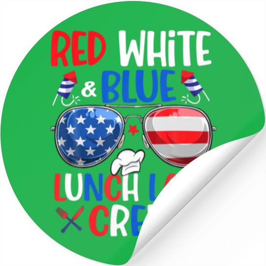 Red White Blue Lunch Lady Crew Sunglasses 4Th Of J Stickers