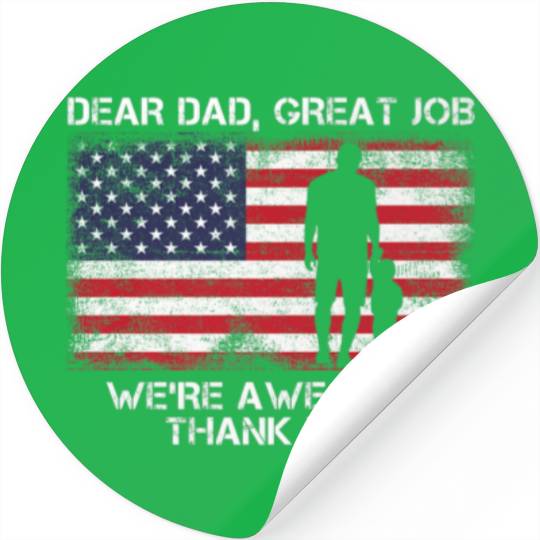 USA FLAG Dear Dad Great Job We're Awesome Thank Yo Stickers