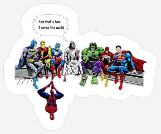 Jesus Superheros Christian Stickers, and That's How I Saved The World Funny