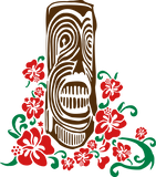 Tiki Totem with Hibiscus Flowers