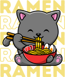 cute cat eat ramen
