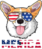 Merica Corgi Dog American Flag 4th Of July - Corgi - T-Shirt