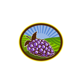 Grapes Vineyard Farm Oval Woodcut