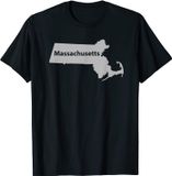 Massachusetts Map Outline State Home Pride T Shirt