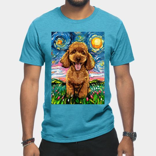 Apricot Poodle Night - Dog - T-Shirt
