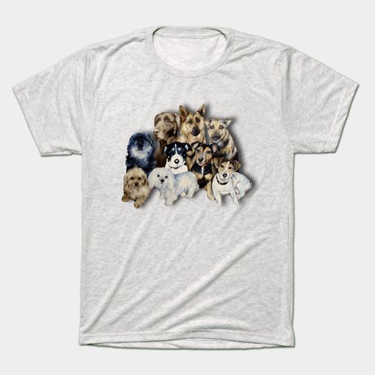A wobbly 3D pack of dogs! - Dogs - T-Shirt