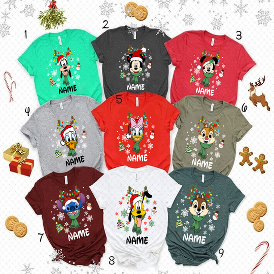 Disney Characters Christmas Shirts, Christmas Matching shirts