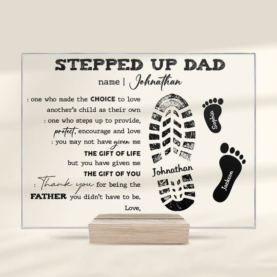 Protect, Encourage And Love - Family Personalized Custom Acrylic Plaque - Father's Day, Birthday Gift For Dad