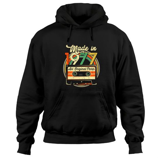 Made in 1977 44th Birthday Gifts Cassette Tape Hoodie