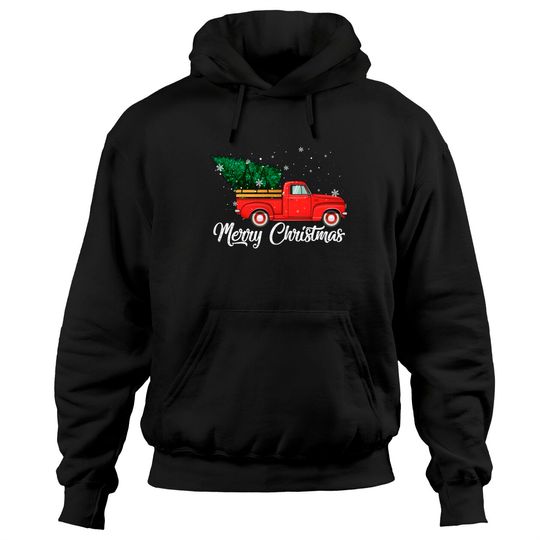 Red Truck Pick Up Christmas Tree Hoodie