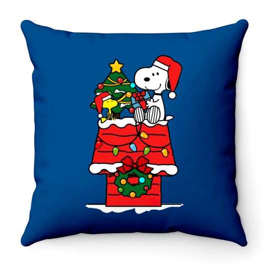Snoopy Celebrate Christmas with Woodstock - Snoopy - Throw Pillows