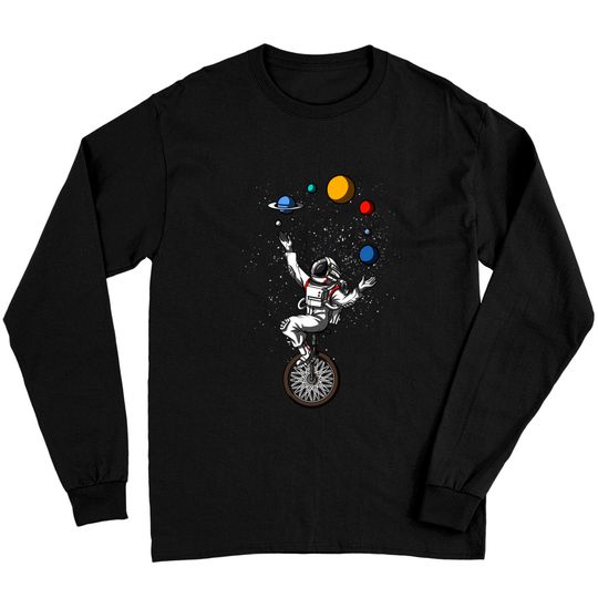 Space Astronaut Bicycle Juggling Planets Cosmic Astronomy Long Sleeve