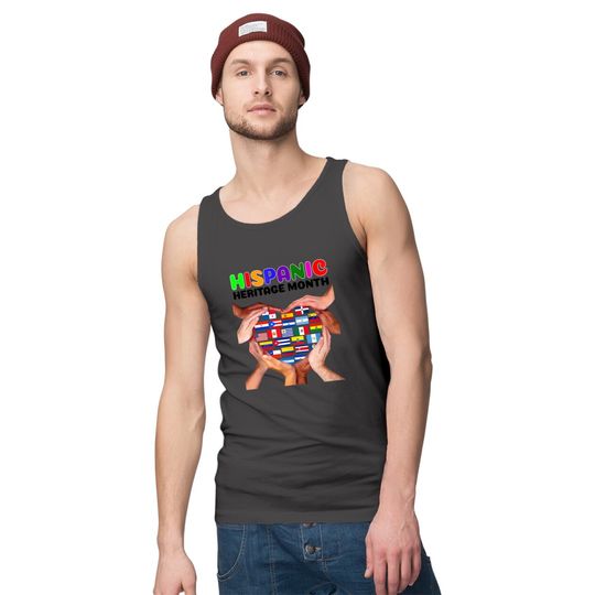 Hispanic Heritage Month All Countries Flags Heart Hands Tank Top