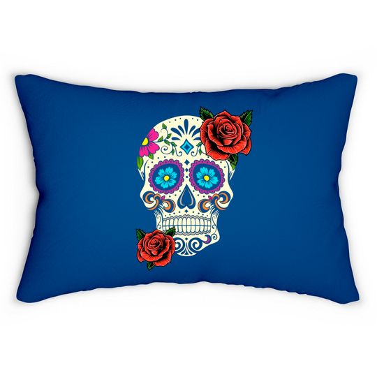 Dia De Los Muertos Floral Sugar Skull Lumbar Pillow For Women Girl Lumbar Pillows