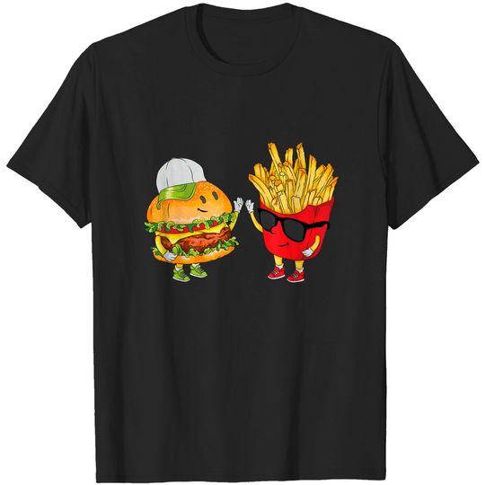 Hamburger Fries High Five | Cool Fun Combo Snacks Funny Gift T-Shirt