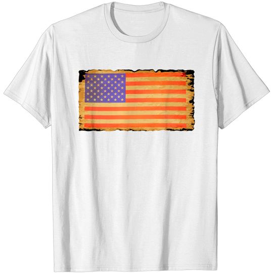 Old Parchment USA Flag T Shirt