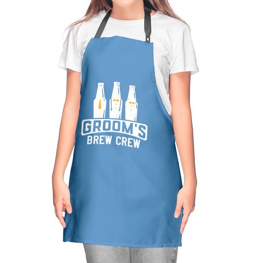 Mens Groom's Brew Crew Wedding Drinking Team Bachelor party Kitchen Aprons
