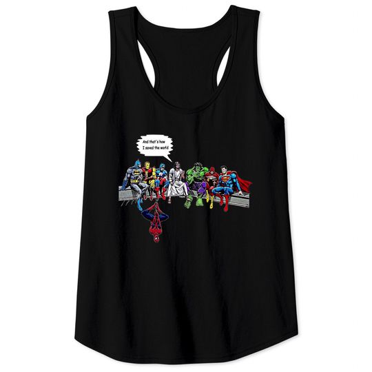 Jesus Superheros Christian Tank Tops, and That's How I Saved The World Funny