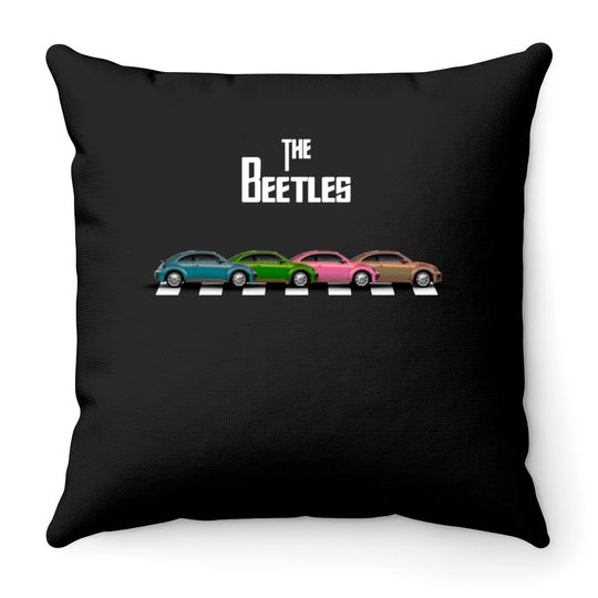 The Beetles On Abbey Road Throw Pillows