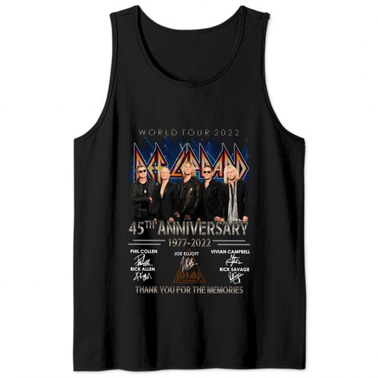 Def Leppard Rock Band World Tour 2022 45th Anniversary 1977-2022  Tank Tops